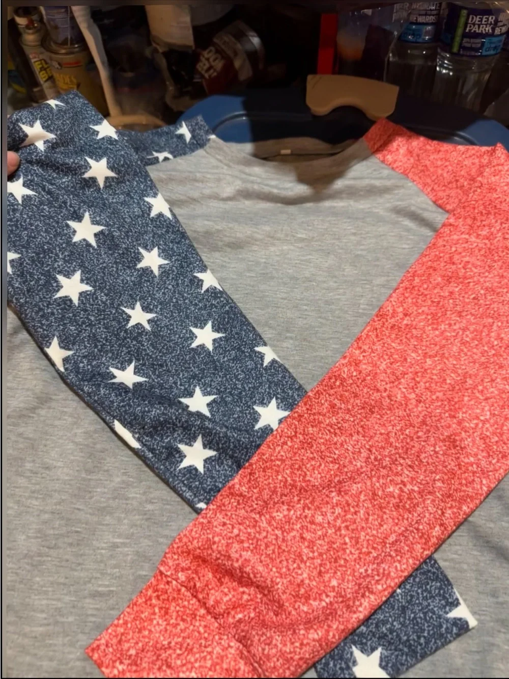 Women’s Long Sleeve Raglan Tee with America Pattern